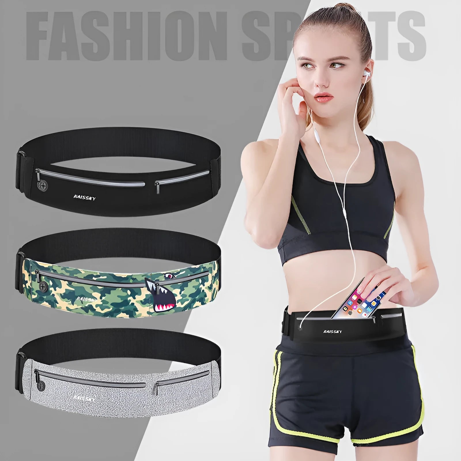 Unisex 8-inch waterproof waist bag in camouflage crocodile colour for outdoor sports