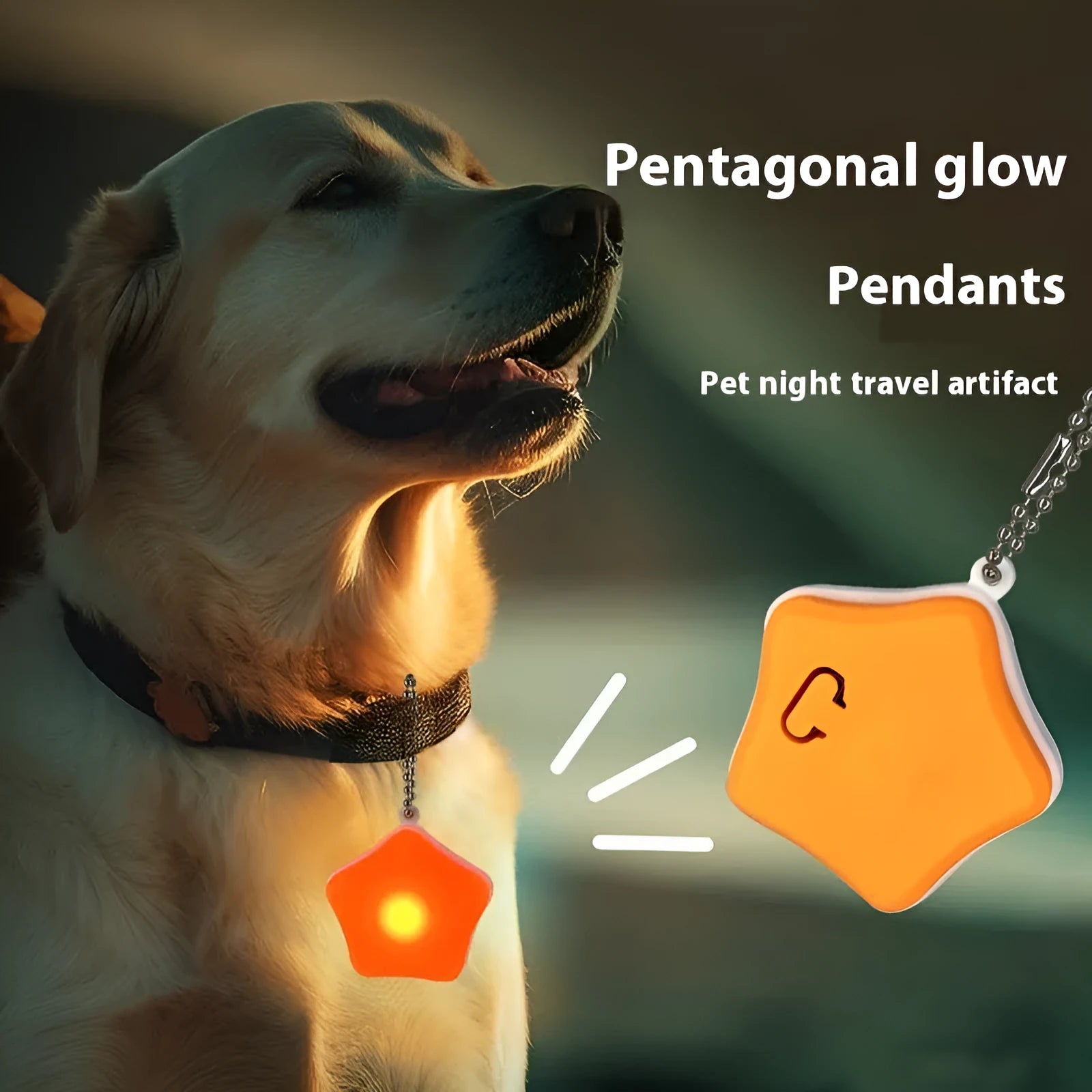 Blue rechargeable silicone pendant light for dog collar with three LED lighting modes.
