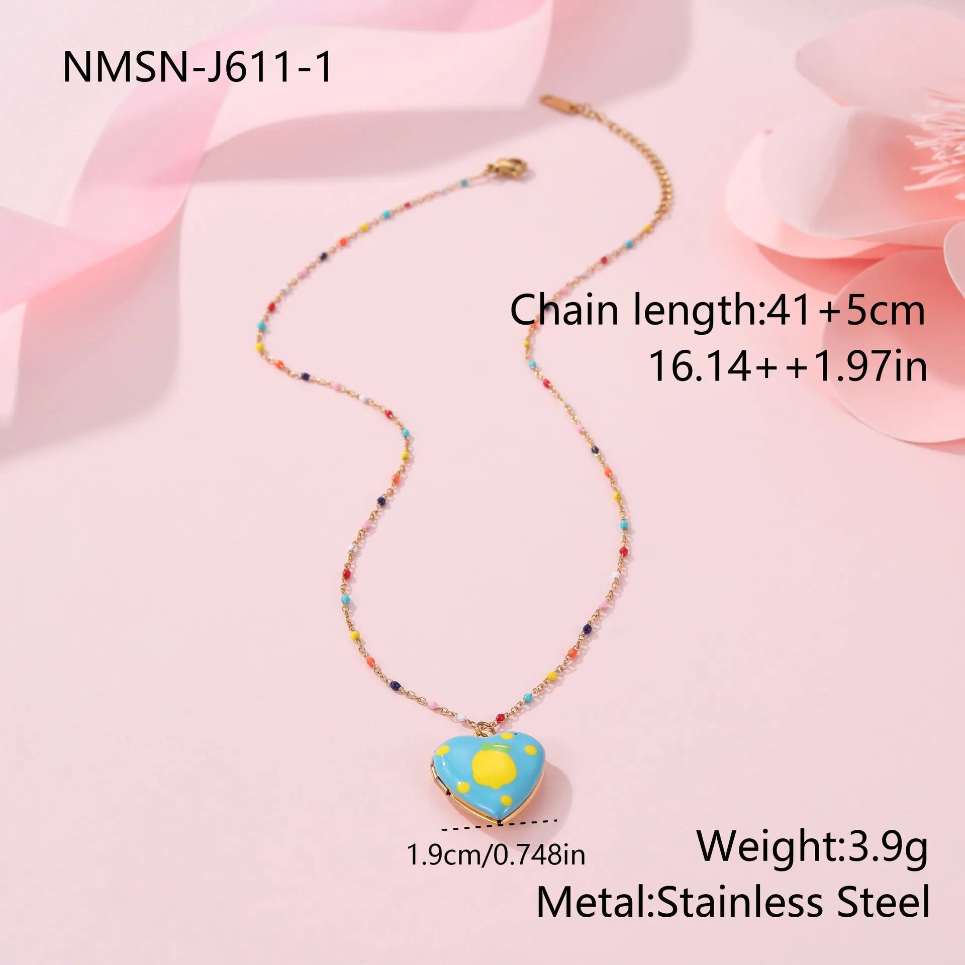 Gold-plated stainless steel necklace with fruit-shaped pendant on adjustable chain