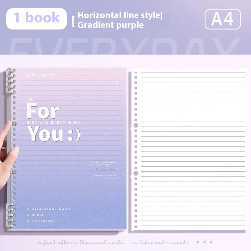 Gradient colour spiral notebook with removable coil binding in A4 and B5 sizes