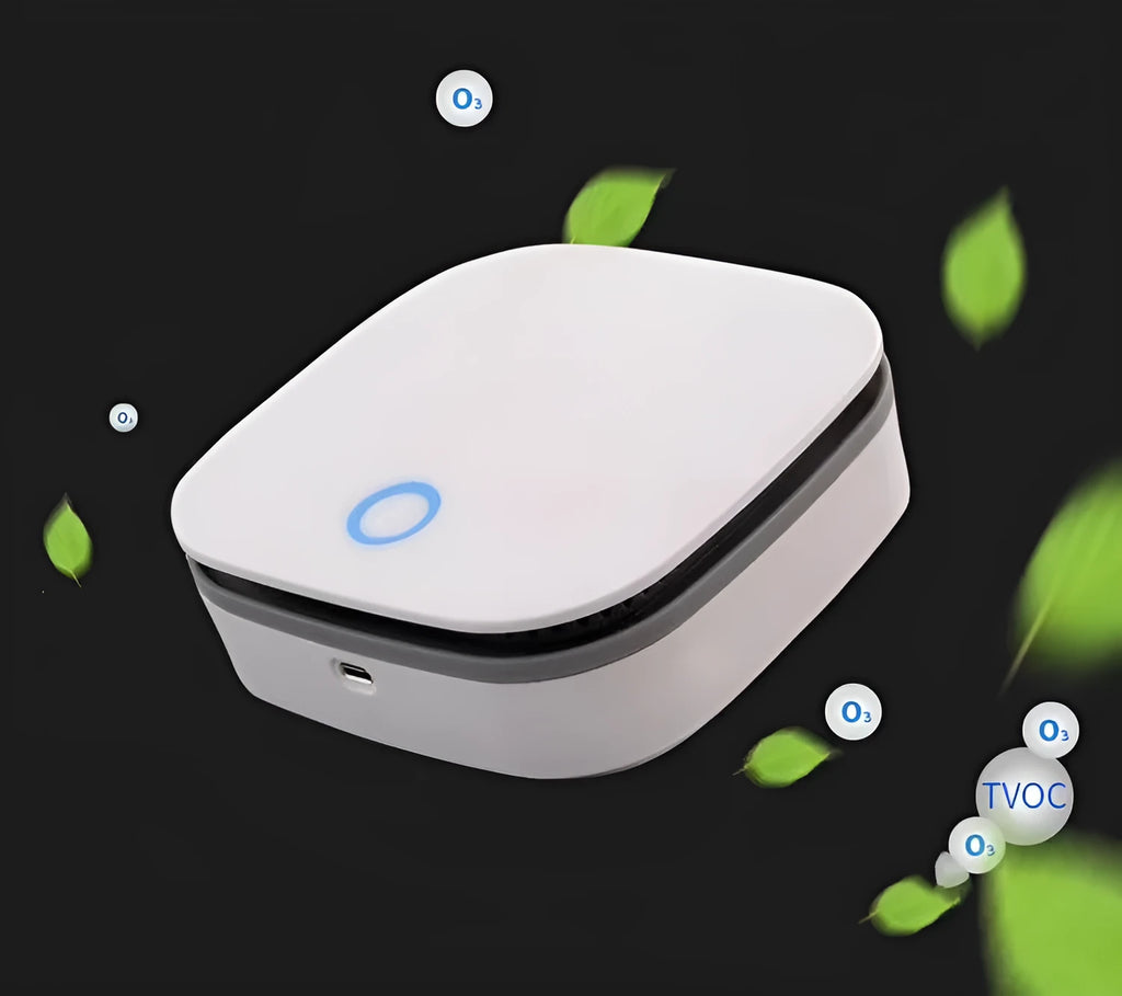 White USB-powered compact air purifier for car and small room use