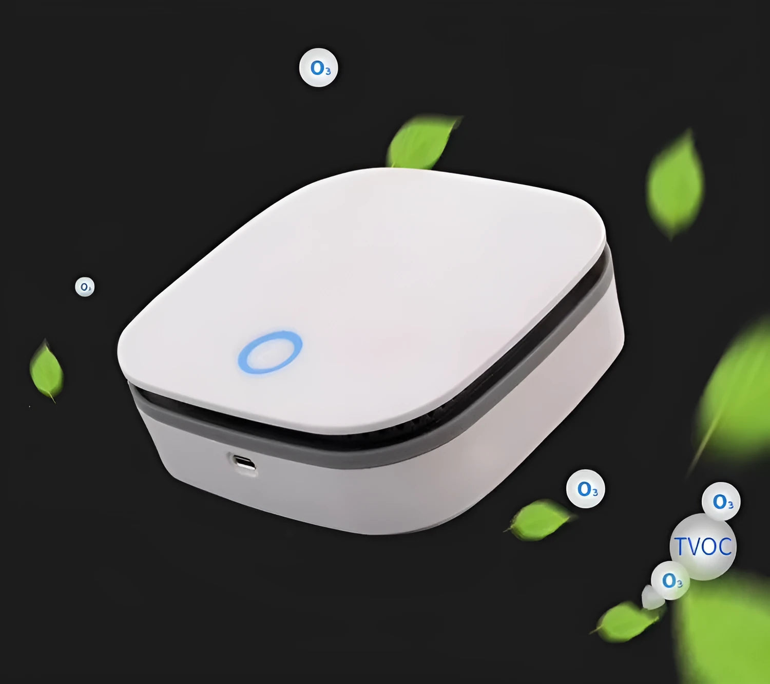 White USB-powered compact air purifier for car and small room use