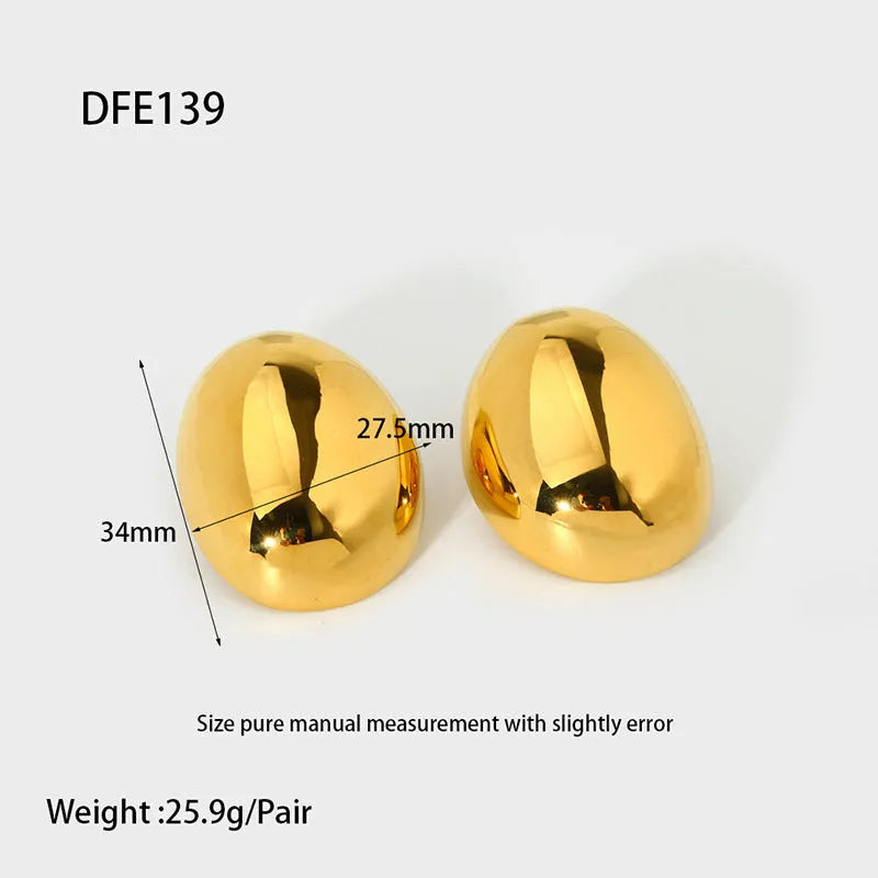 Geometric stainless steel ear studs with 18k gold plating and glazed surface in DFE139 colour
