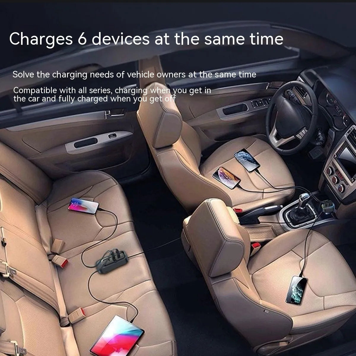 Retractable car cigarette lighter charger with multiple USB ports for charging devices