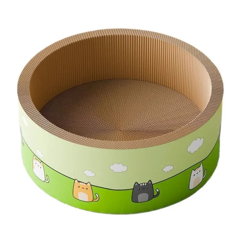 Large round deepening design cat scratch board made from corrugated paper