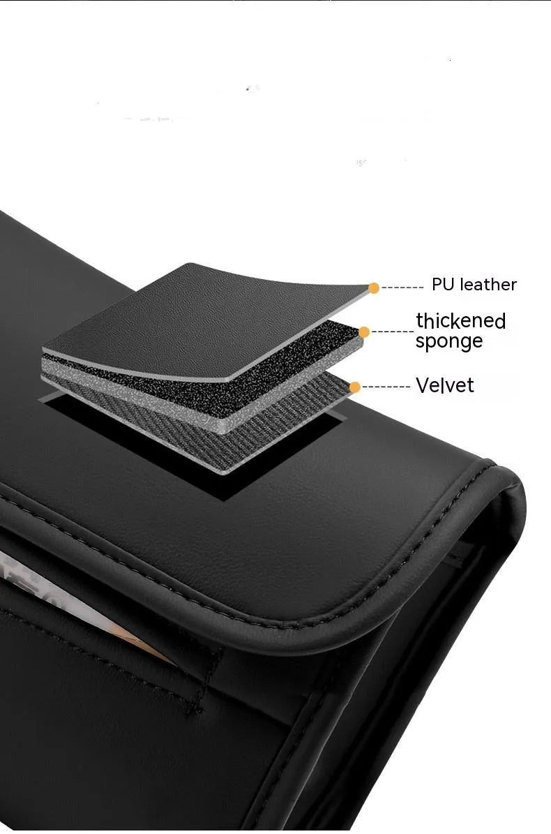 Leather car tissue box holder with elastic band mounting in five colour options