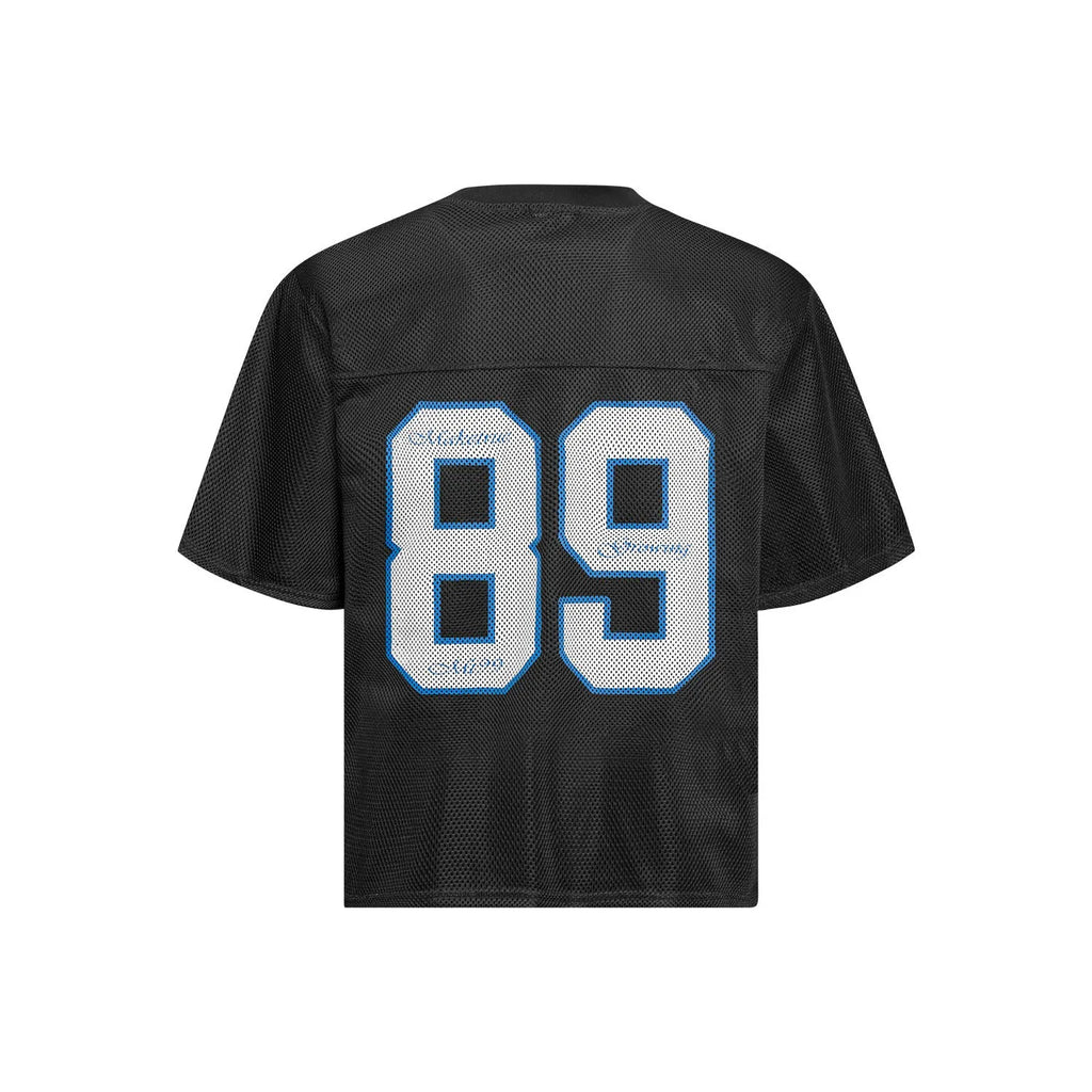 Loose-fitting casual t-shirt with alphanumeric printing in white or black chemical fibre blend fabric
