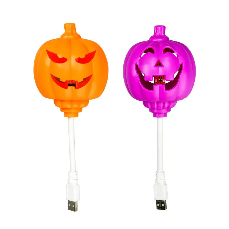 Pumpkin decorative lamp with USB cable and yellow or purple LED lighting options