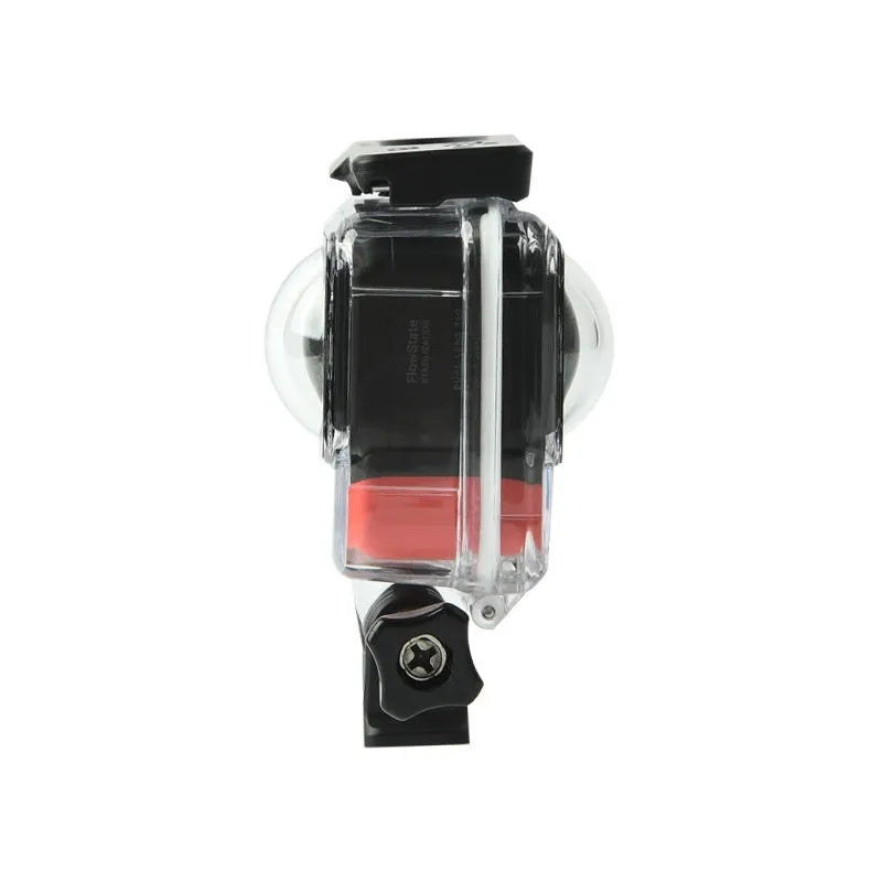 Transparent Insta360 One RS panoramic camera waterproof housing with clear polycarbonate construction