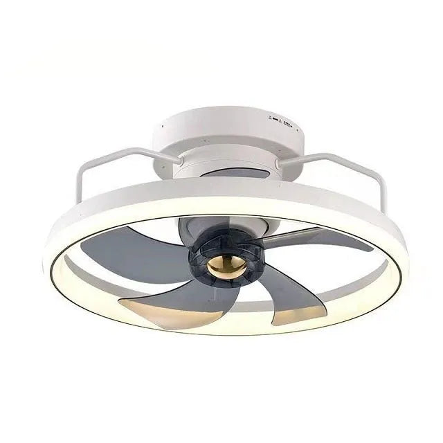 Modern simple style ceiling fan lamp with integrated light and five blades.