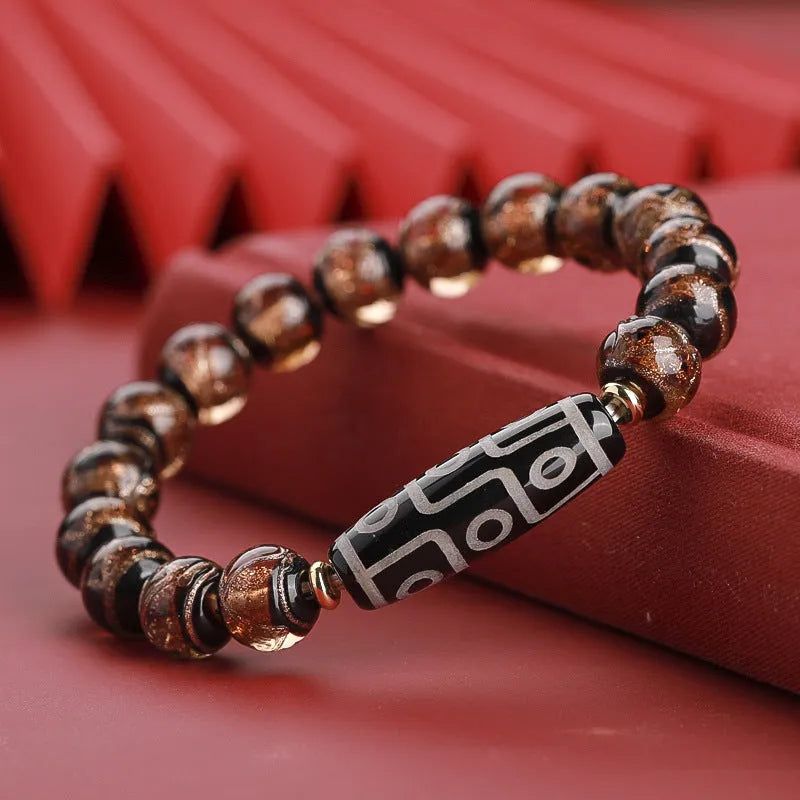 Chinese style coloured glaze bracelet with snake lucky beads in ancient five-colour design