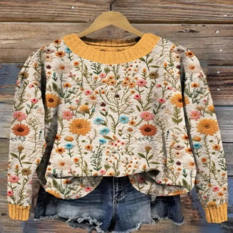 Little Flower digital printed round neck sweater in a colour from the YPM935 range.