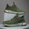 Men's solid colour casual shoes with mesh upper in Army Green, shown on a size 42 foot.