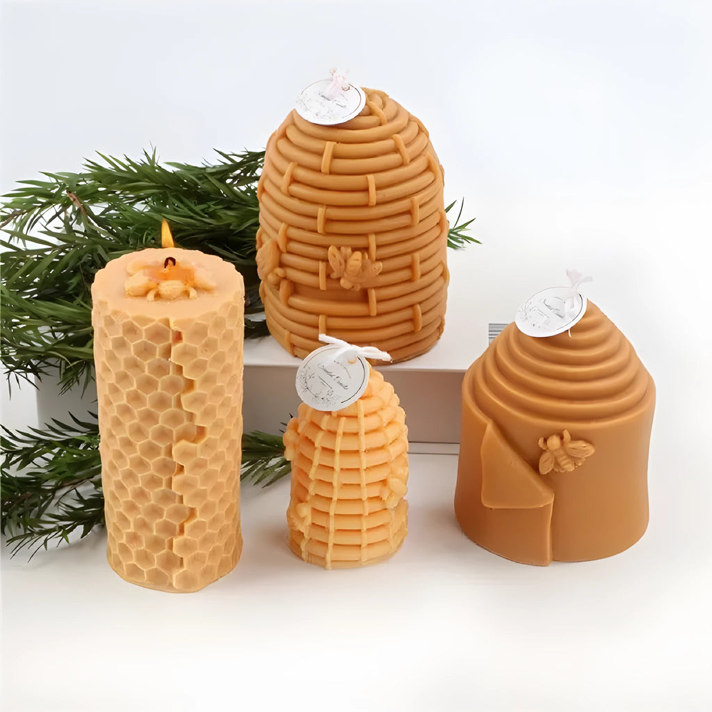 3D honeycomb silicone candle mold in white, irregular shape for DIY scented candles