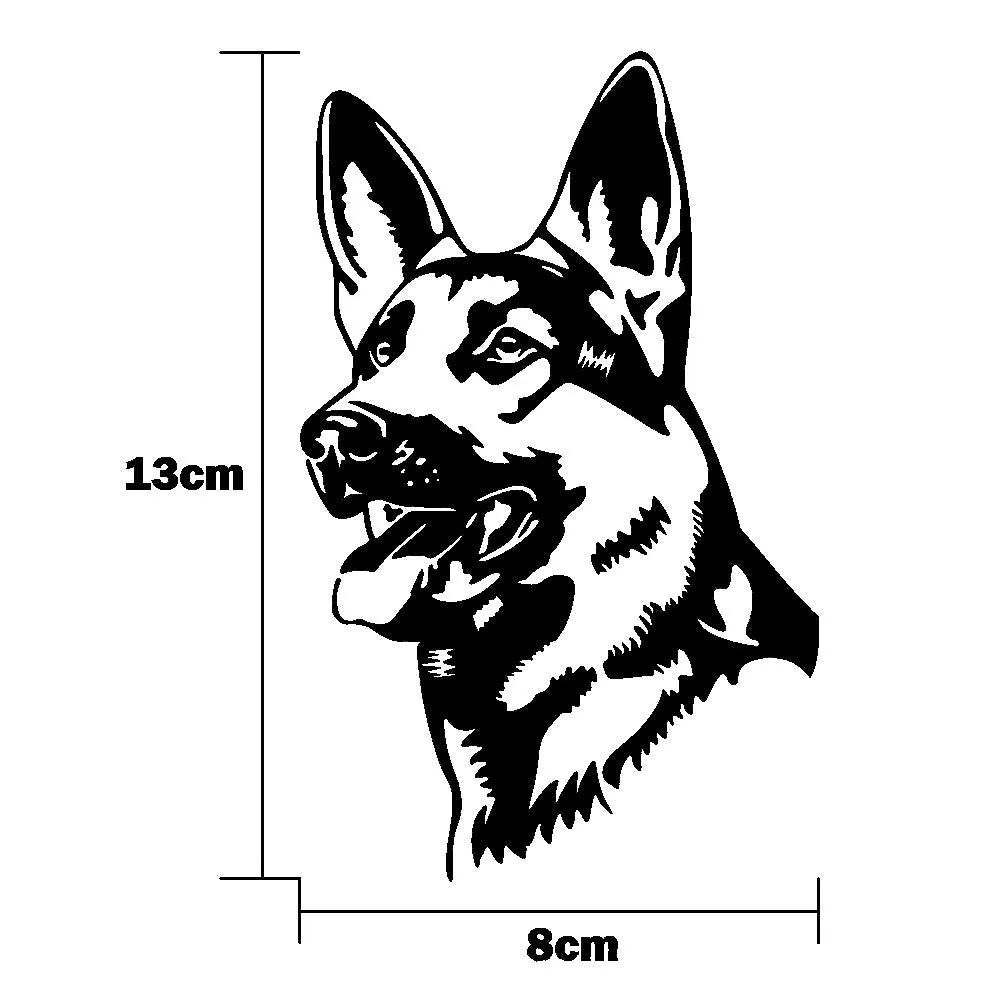Reflective Alsace Shepherd dog design car sticker for vehicle bumper.