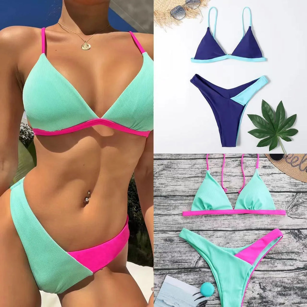 Women's two-piece nylon swimsuit briefs in two pattern colours, sizes S M L XL