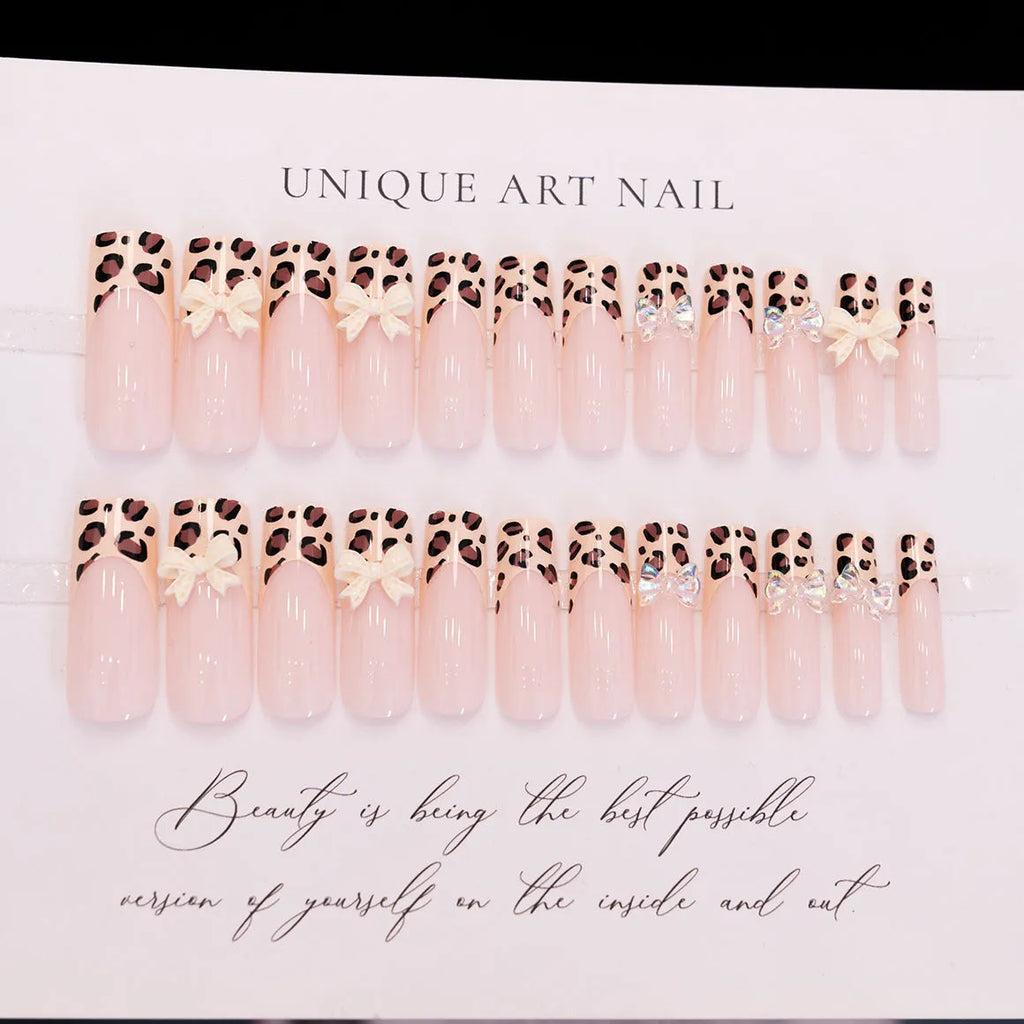 Leopard print butterfly nail art decorations set for custom manicure designs in plastic construction