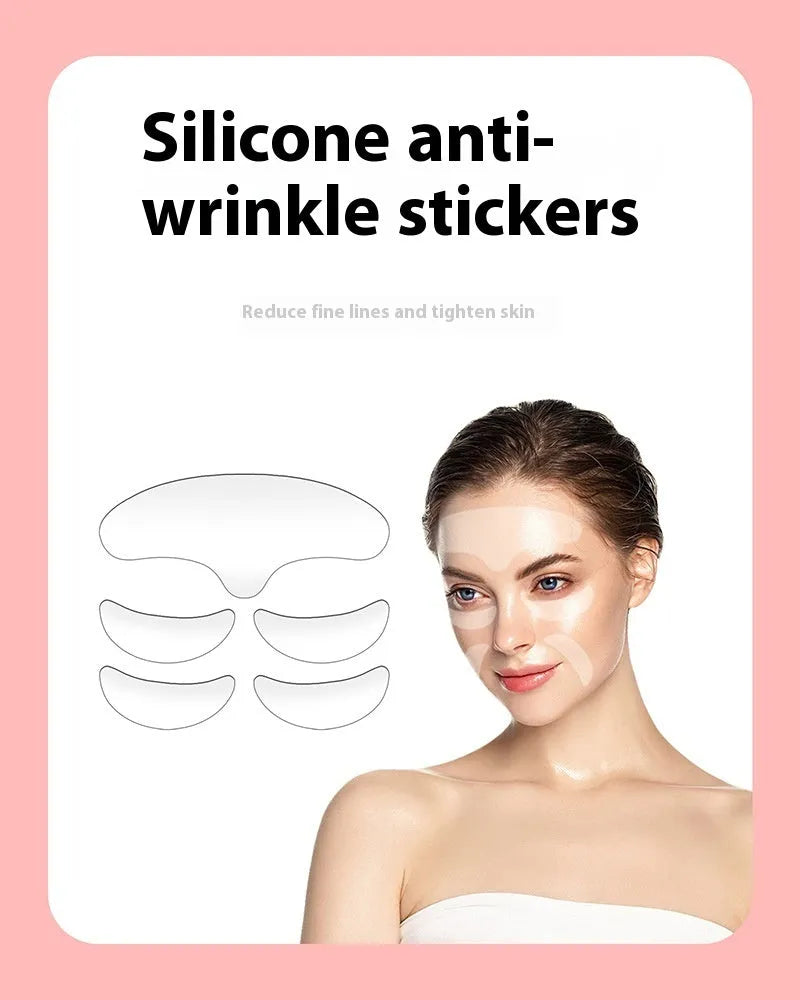 5-piece silicone anti-wrinkle face stickers set for wrinkle removal and prevention skincare