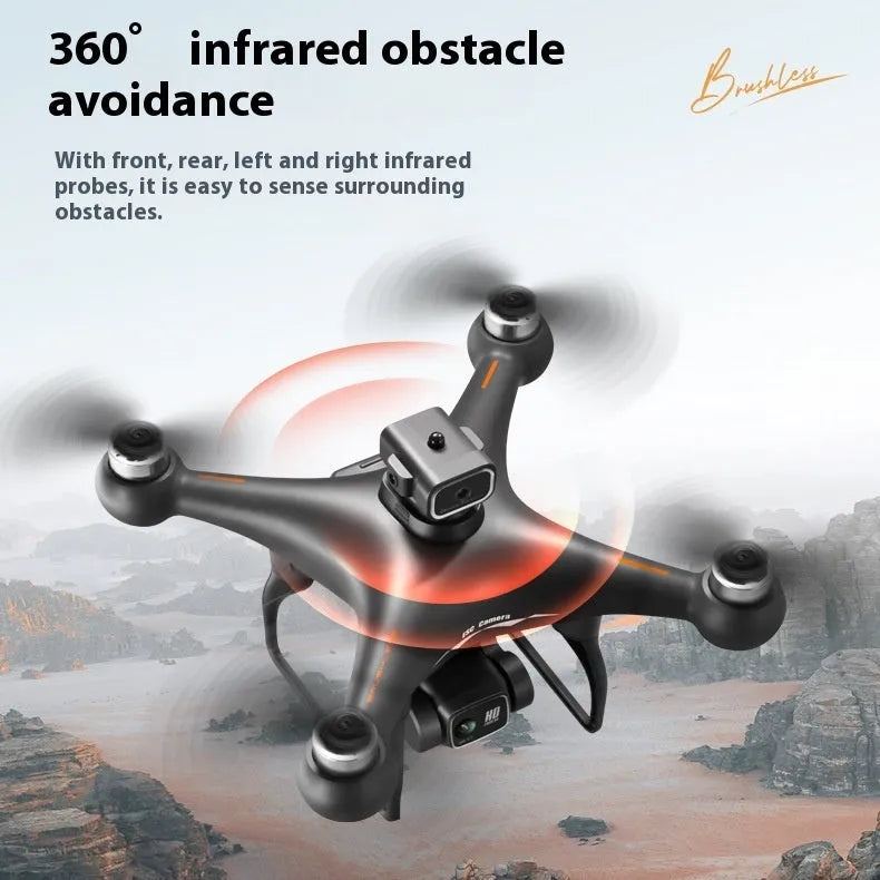 Black HD brushless UAV drone with four-side obstacle avoidance and camera for flight training