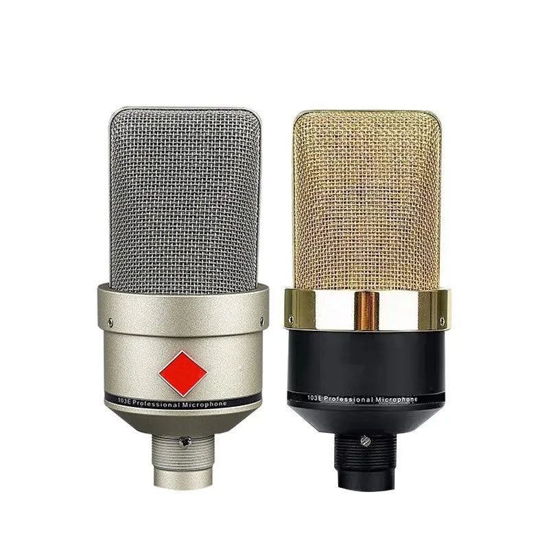 Wired condenser microphone with cardioid pattern for singing recording and live broadcast in champagne gold or black gold colour