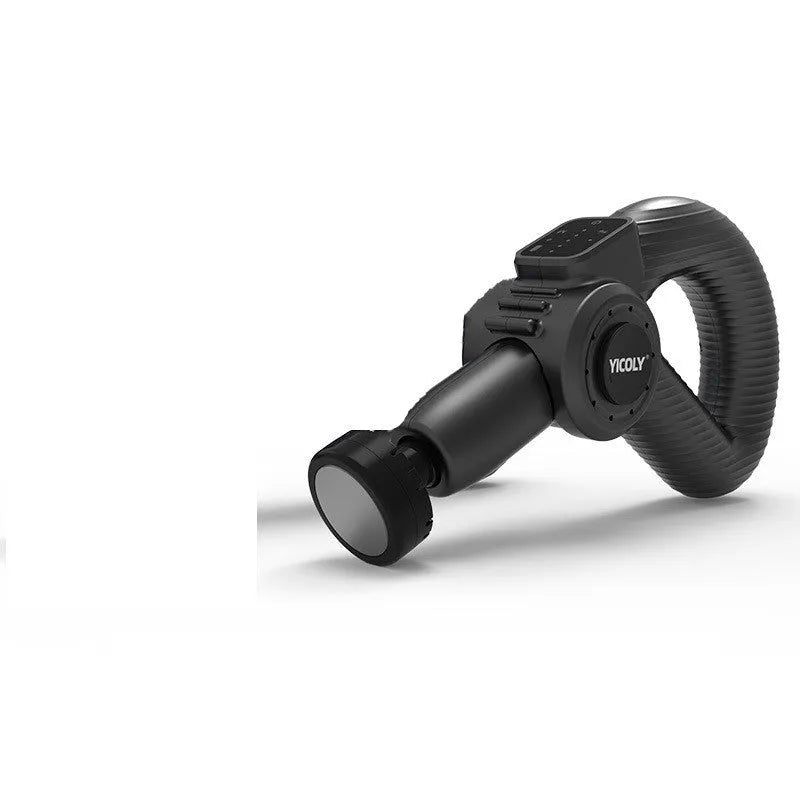 Black smart muscle massage gun with multiple attachments for hot and cold compress therapy