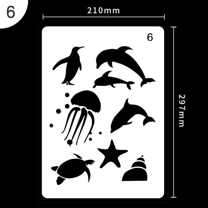 Set of white plastic drawing stencils with assorted cut-out patterns for crafts and decoration.