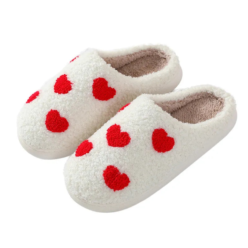 Cartoon love style plush slippers for women with non-slip PVC soles in multiple colour designs