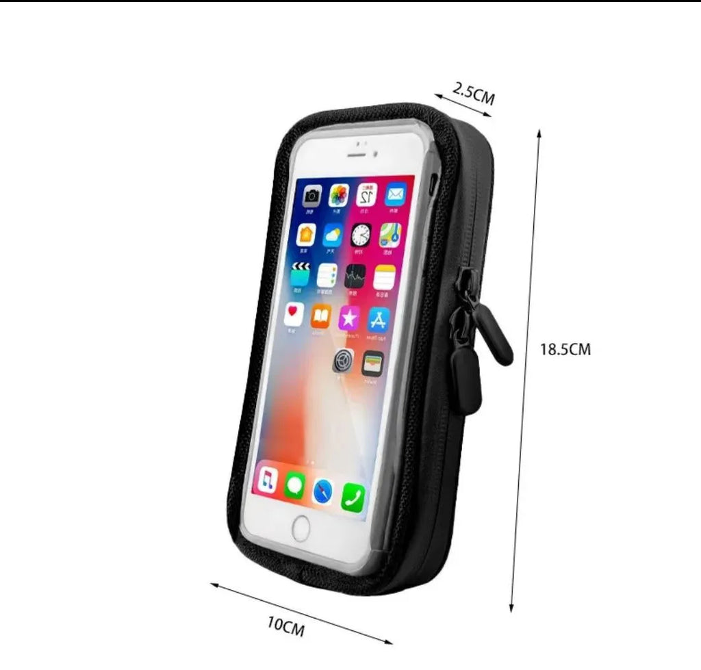 Black synthetic leather riding mobile phone stand bag fits 6.5 inch phone cycling waterproof navigation