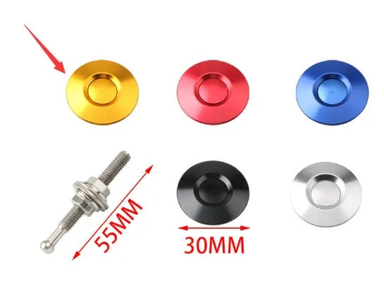 30mm aluminium engine cover lock in silver, black, gold, blue, or red for modified racing cars