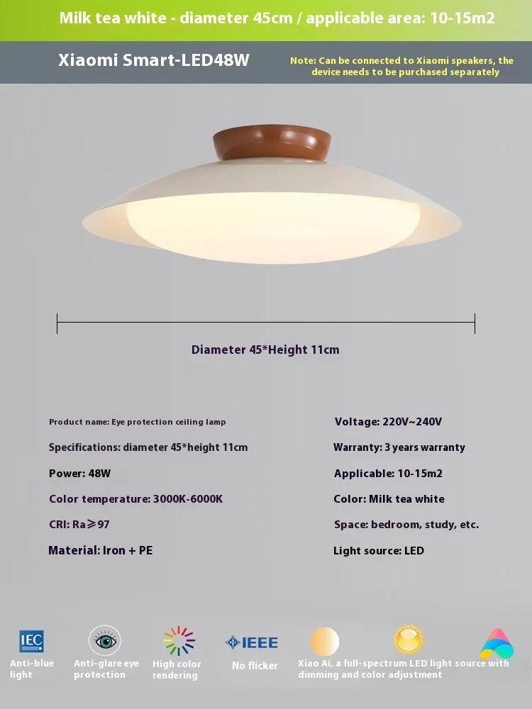 Modern flying saucer shaped ceiling lamp in cream style with minimalist design