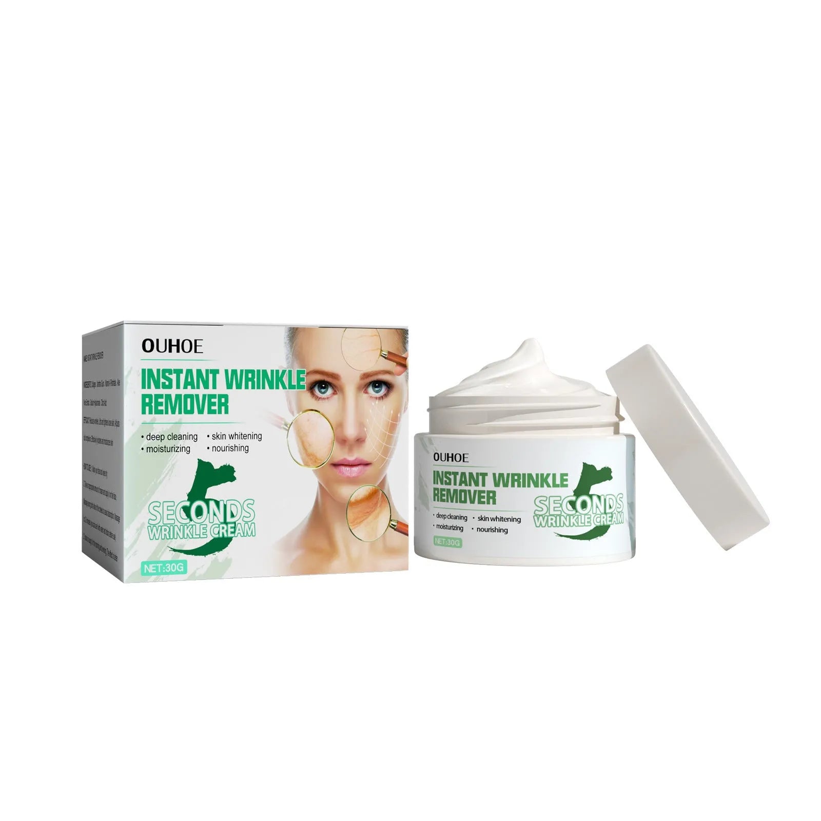 30g anti-ageing anti-wrinkle face cream jar for hydrating and fading wrinkles