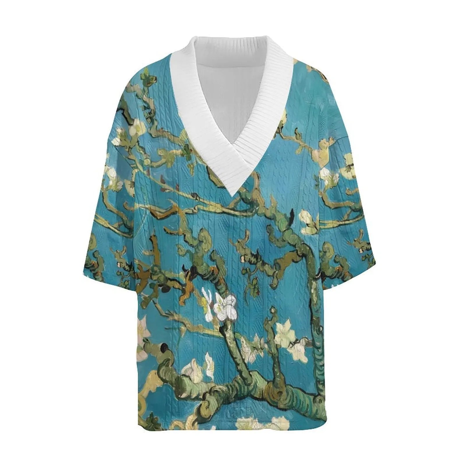 Men's peacock blue 3D printed knitted shorts set with matching T-shirt top