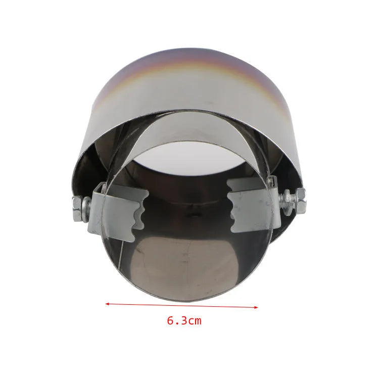Stainless steel car exhaust tailpipe in a choice of baked blue, bright silver or colourful finish.