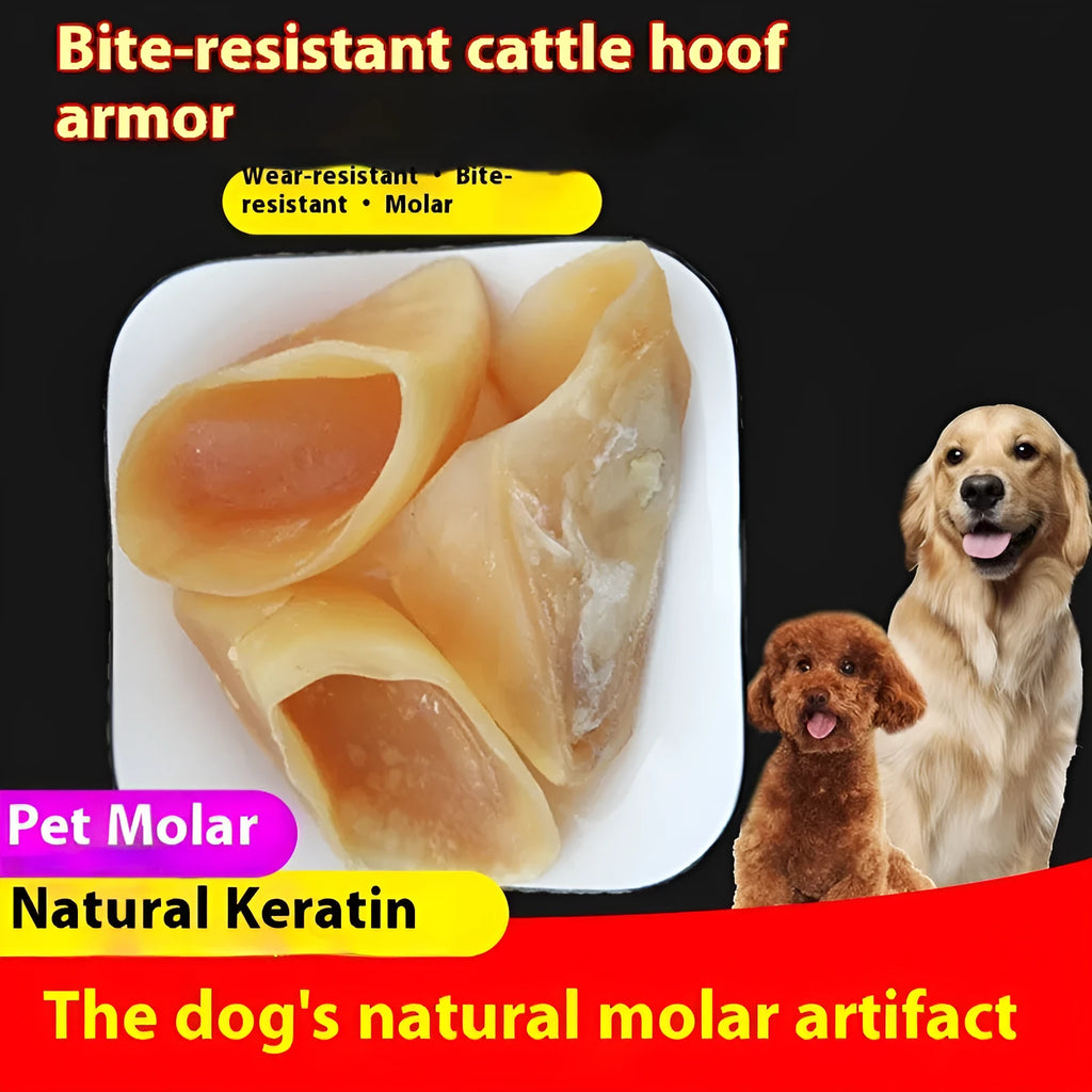 Natural cowhide dog chew rod with hoof shell colour and edible cutin in two size options