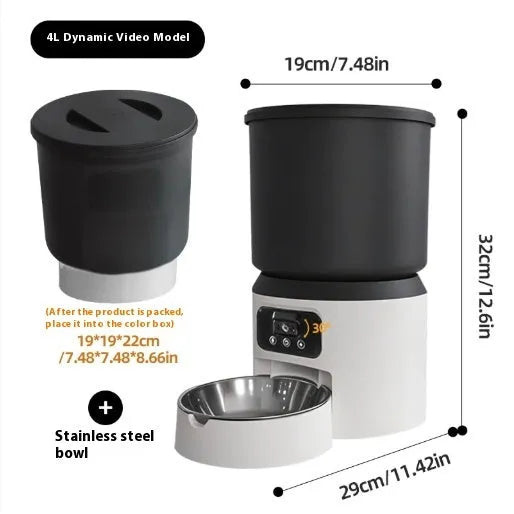 4L smart pet feeder with remote monitoring camera and stainless steel food bowl