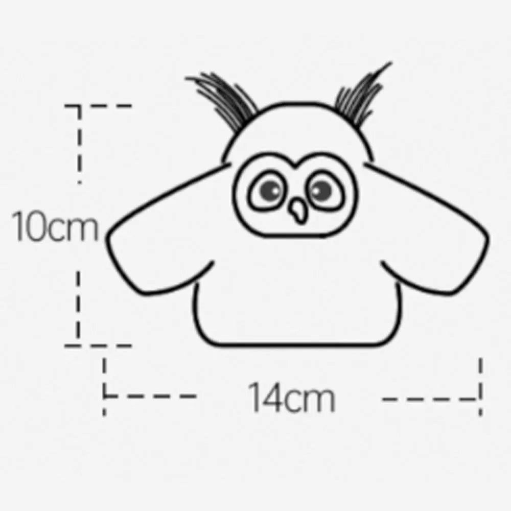 Grey automatic owl cat toy with flapping wings and USB charging cable