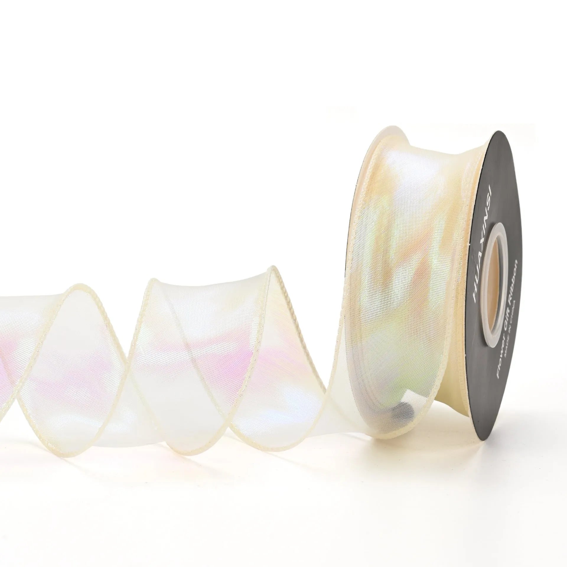 Fishtail yarn decorative ribbon in mesh material with colourful wave pattern, 4cm width