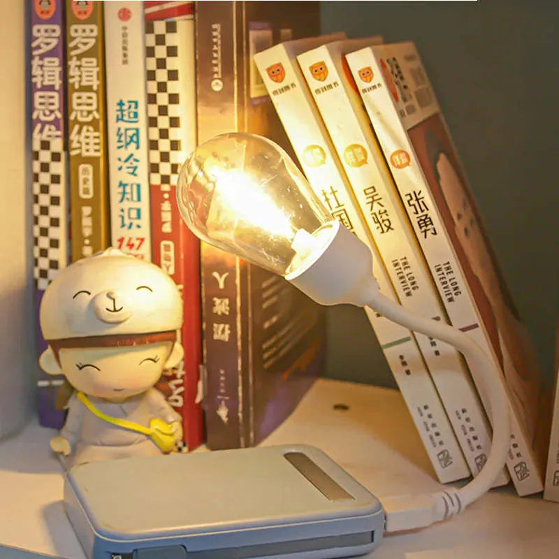 Folding USB rechargeable tungsten filament night light with S14 bulb