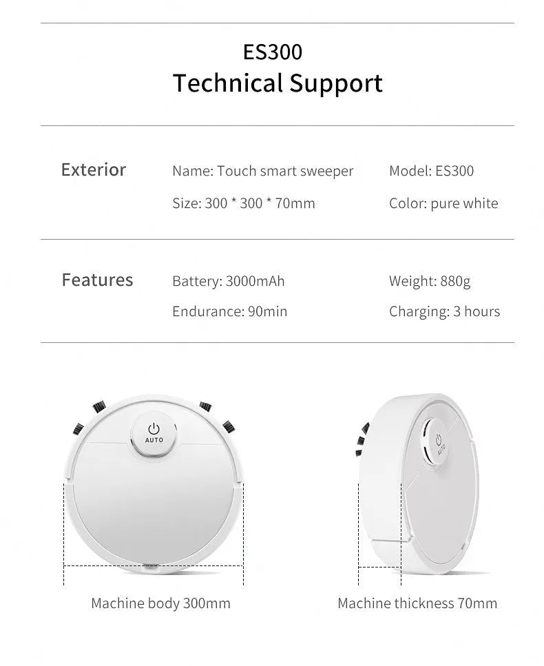Black automatic floor sweeping robot with 28cm diameter circular design for hard floor cleaning