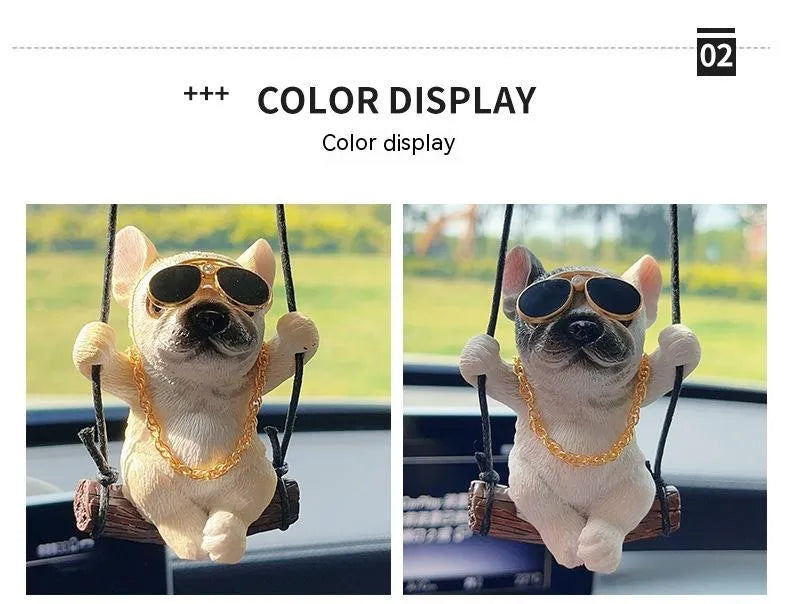 Resin bulldog cartoon car pendant ornament for rearview mirror in multiple colour options