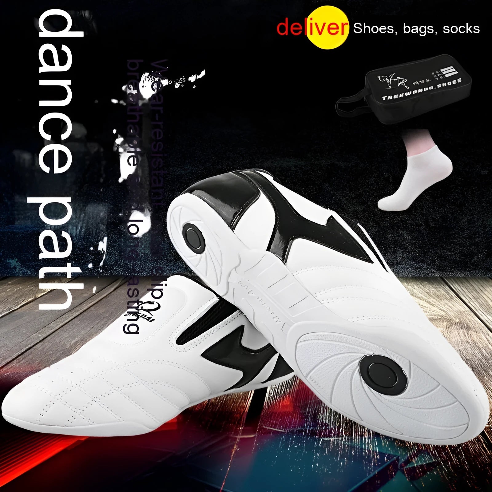 Black and white children's martial arts shoes for Sanda, boxing and Taekwondo training