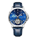 Men's blue dial automatic mechanical watch with stainless steel 42mm case
