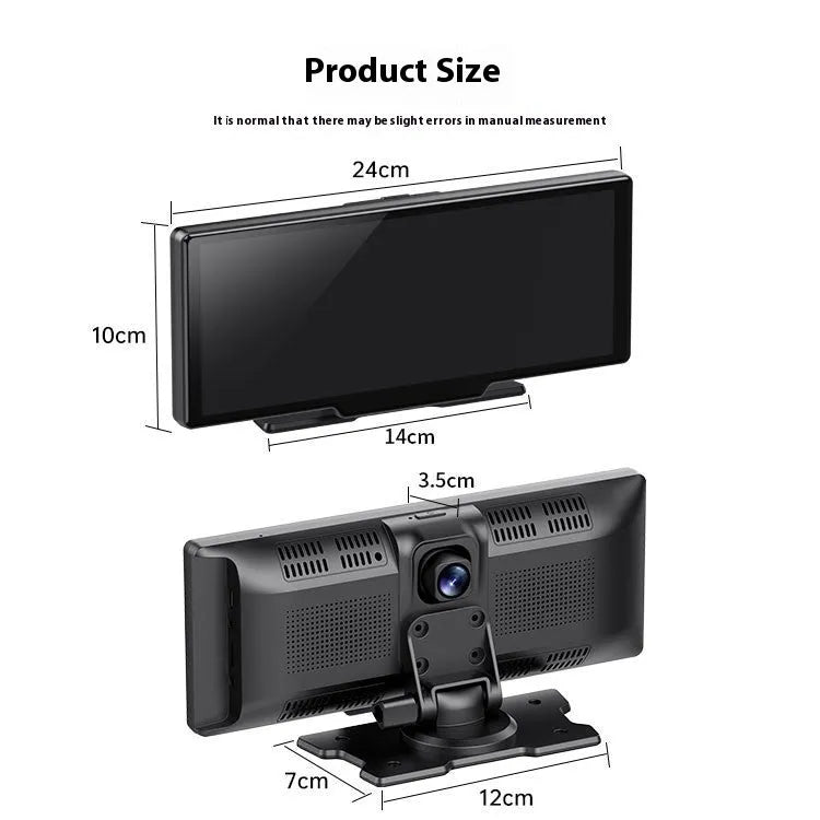10 inch car smart touch screen display showing CarPlay interface and rear camera view