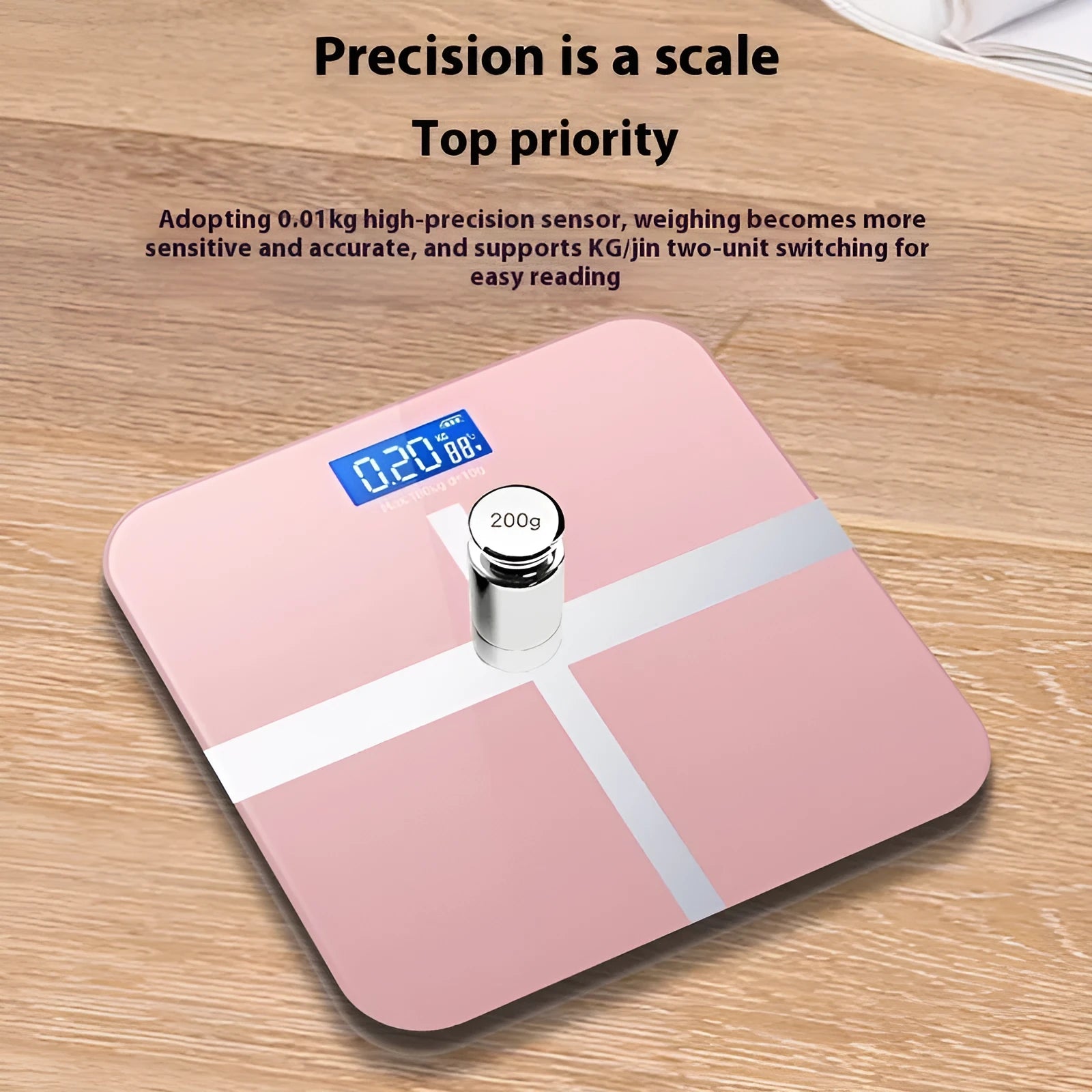 Household human body weighing scale in cross piano black finish with 26x26 cm platform