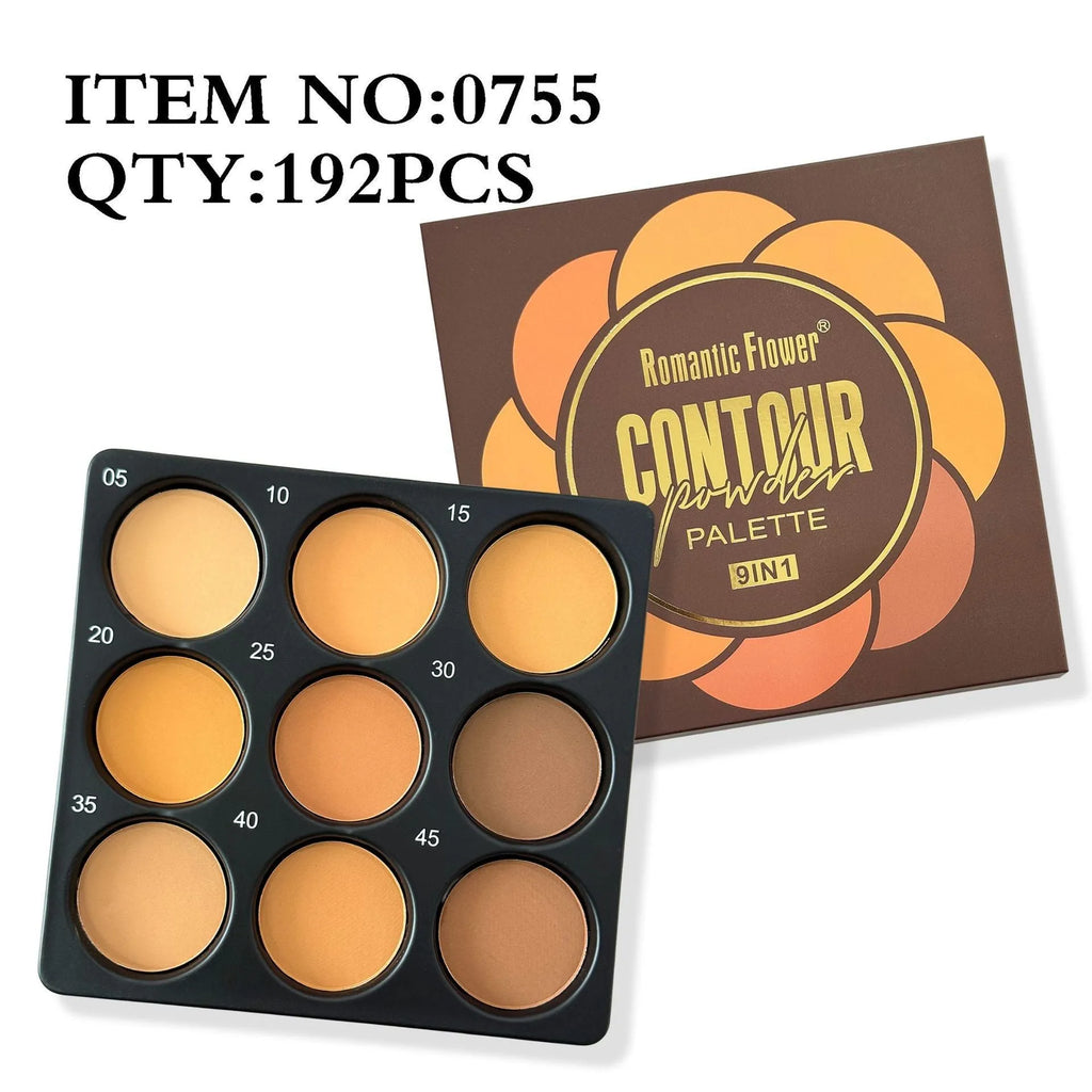 Dark matte makeup palette with nine waterproof colours and repair disk for punk and fashion styles