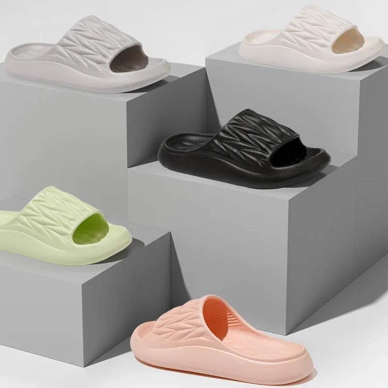 Leaf texture design EVA indoor slippers with non-slip sole in multiple colour options