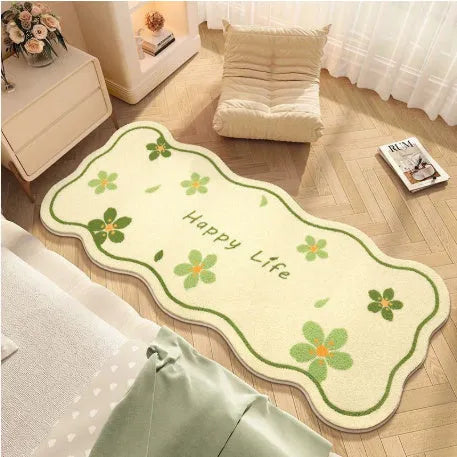 Flower shaped cashmere bedside blanket with cartoon alien design in polyester fibre