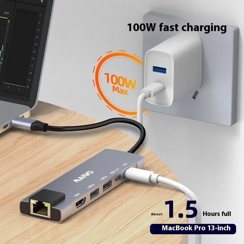 Steam Deck six-in-one docking station with aluminium alloy housing and Type-C cable