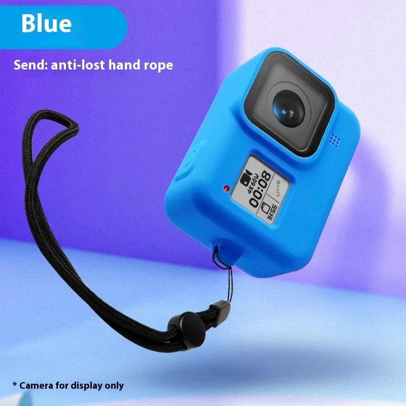 GoPro Hero8 Black silicone protective sleeve with anti-lost wrist strap in blue colour