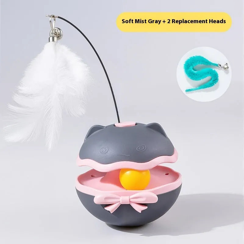 Electric cat toy tumbler in lemon yellow, sky blue and soft fog grey colour options